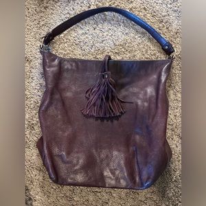 Frye Purple Leather Shoulder Bag with Leather Tassels